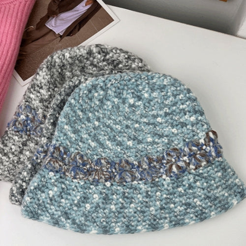 3M Crochet Manfarita ĉapelo Vintra Beanie Blua Griza