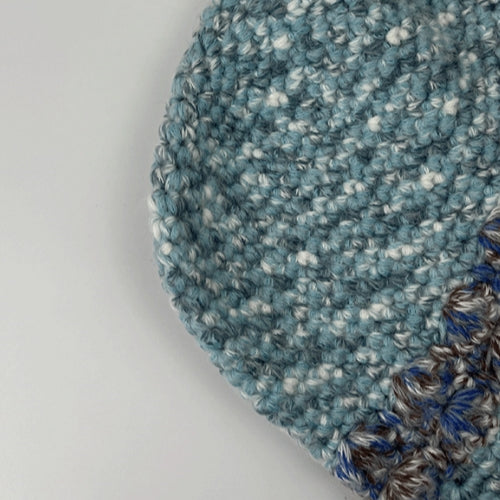 3M Crochet Handmade Beanie Blue Gray Hat