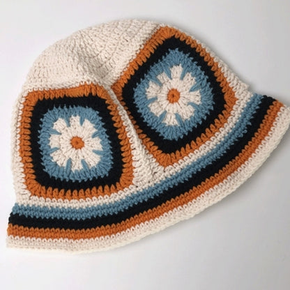 3M Crochet Y2K Trikita Ĉapelo Handmande Floral Beanies Ĉapo Nigra Blanka Ĉapelo