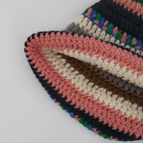 3M Crochet Trikita Ĉielarko Koloraj Ĉapeloj Manfarita Crochet Beanie Dika Varma Trikita Ĉapelo